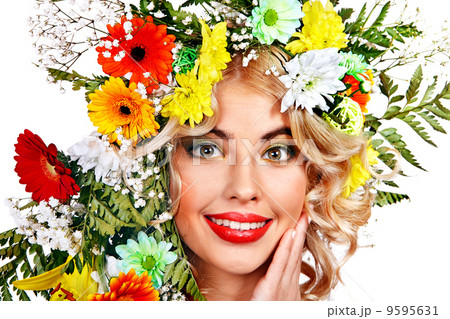 Woman with make up and flower. 9595631