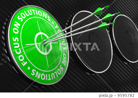 Focus on Solutions Slogan - Green Target. Focus on Solutions Slogan - Green Target. 9595782