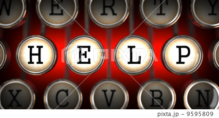 Old Typewriter's Keys with Help Slogan. 9595809