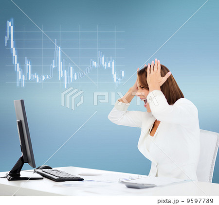 stressed woman with computer 9597789
