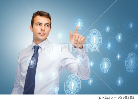 businessman working with imaginary virtual screen businessman working with imaginary virtual screen 9598282