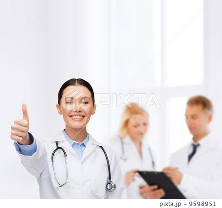 smiling female doctor with stethoscope 9598951