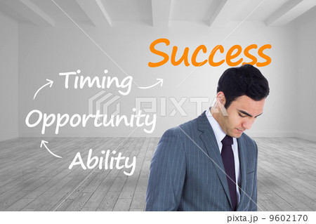 Composite image of unsmiling businessman standing Composite image of unsmiling businessman standing 9602170