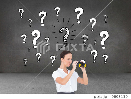 Composite image of serious elegant businesswoman looking through Composite image of serious elegant businesswoman looking through 9603159