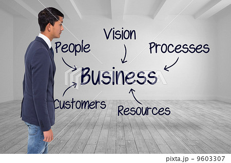 Composite image of unsmiling casual businessman walking Composite image of unsmiling casual businessman walking 9603307