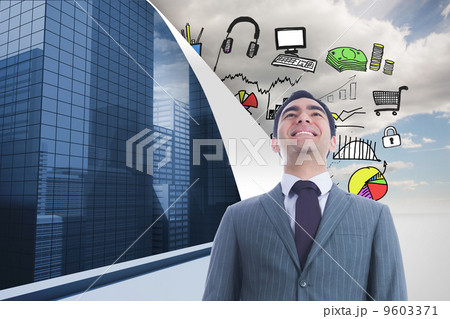 Composite image of smiling businessman standing Composite image of smiling businessman standing 9603371