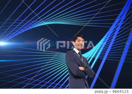 Composite image of smiling casual businessman with arms crossed 9604115