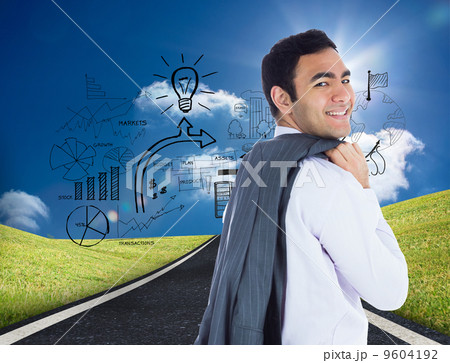 Composite image of smiling businessman standing Composite image of smiling businessman standing 9604192