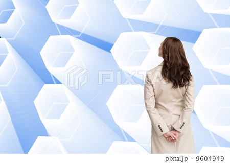 Composite image of rear view of businesswoman Composite image of rear view of businesswoman 9604949