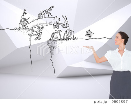 Composite image of happy elegant businesswoman posing Composite image of happy elegant businesswoman posing 9605397