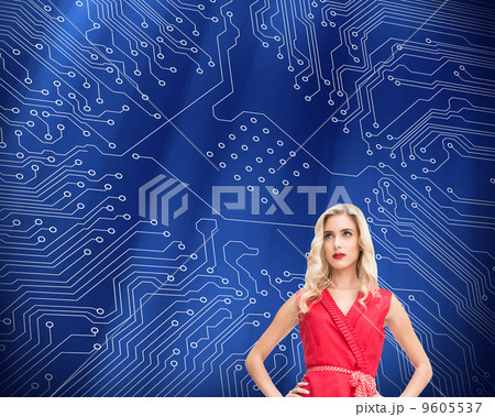 Composite image of elegant blonde standing hands on hips Composite image of elegant blonde standing hands on hips 9605537