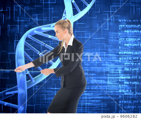 Composite image of businesswoman pulling a rope Composite image of businesswoman pulling a rope 9606282