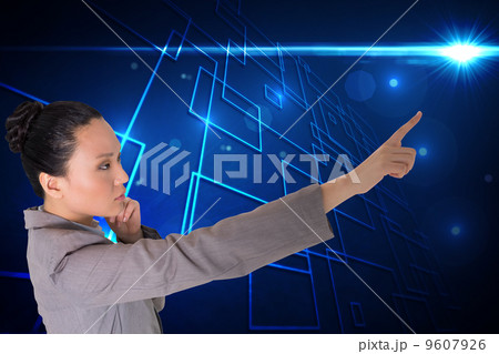 Composite image of thoughtful asian businesswoman pointing Composite image of thoughtful asian businesswoman pointing 9607926