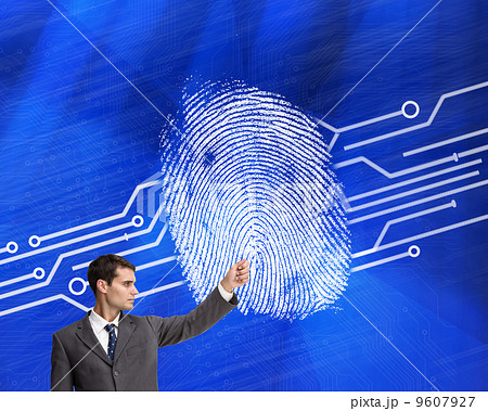 Composite image of stern businessman pointing 9607927