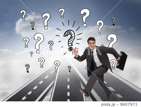 Composite image of stern businessman in a hury 9607971