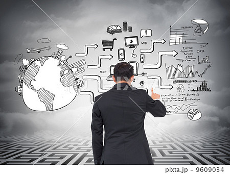 Composite image of asian businessman pointing Composite image of asian businessman pointing 9609034