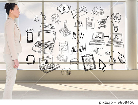 Composite image of unsmiling asian businesswoman Composite image of unsmiling asian businesswoman 9609456