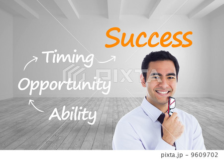 Composite image of smiling businessman holding glasses Composite image of smiling businessman holding glasses 9609702