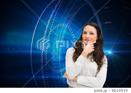 Composite image of portrait of a businesswoman posing 9610914