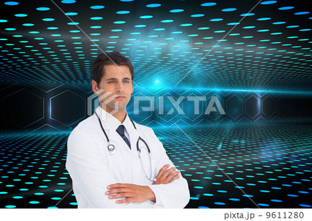 Composite image of serious doctor with arms crossed Composite image of serious doctor with arms crossed 9611280