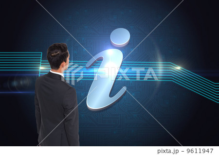 Composite image of businessman turning his back to camera 9611947
