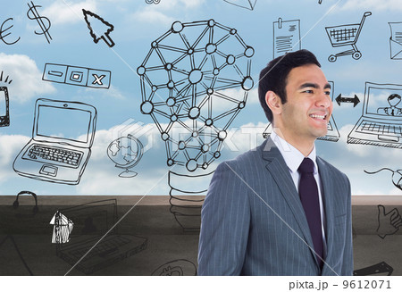 Composite image of smiling businessman standing 9612071