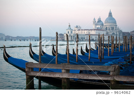 gondolas on Salute church view background gondolas on Salute church view background 9614062