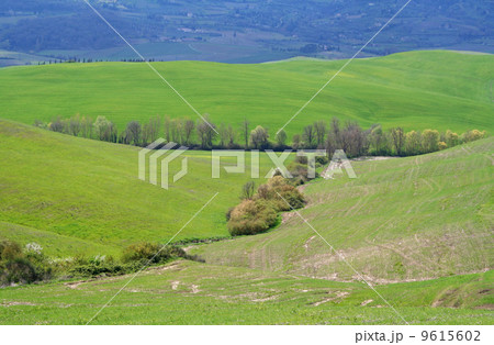 Italy. Val D'Orcia valley. Tuscany landscape Italy. Val D'Orcia valley. Tuscany landscape 9615602