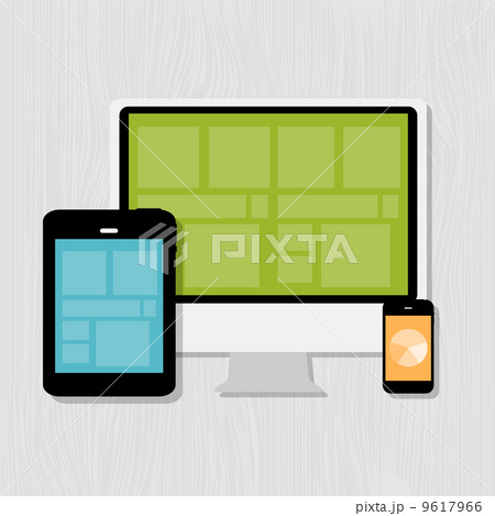 Computing Concept on Different Electronic Devices. Vector Illust 9617966