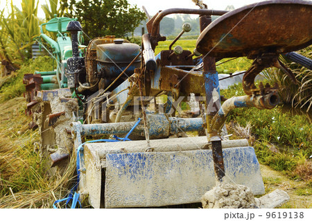 tractor on rice farm tractor on rice farm 9619138