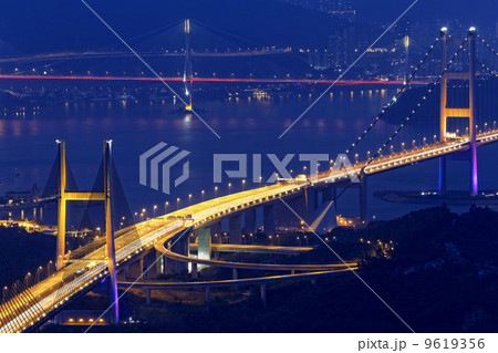 tsing ma bridge at night, Hong Kong Landmark 9619356