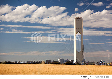 Tower with rays and panels of a Solar Power Station Tower with rays and panels of a Solar Power Station 9626116
