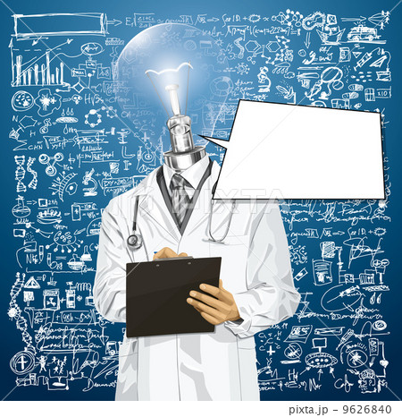 Vector Lamp Head Doctor Man With Clipboard 9626840