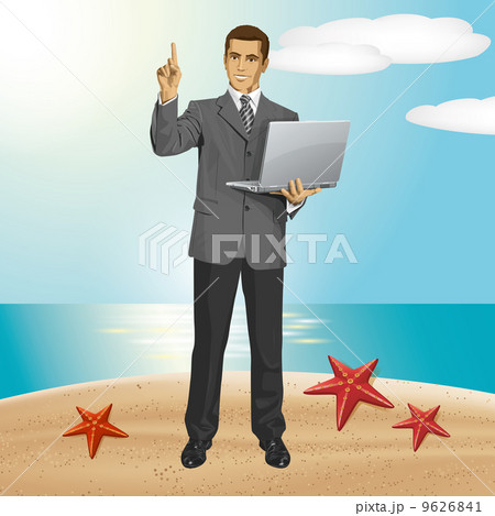 Vector Business Man Shows Something With Finger 9626841