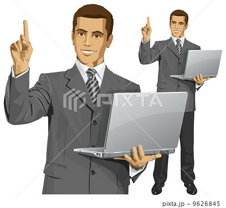 Vector Business Man Shows Something With Finger Vector Business Man Shows Something With Finger 9626845