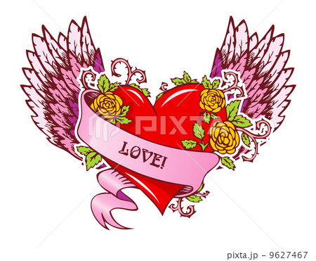 Vintage heart with wings 9627467
