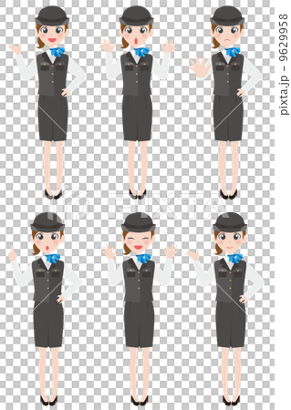 女人的面部表情接待全身 9629958