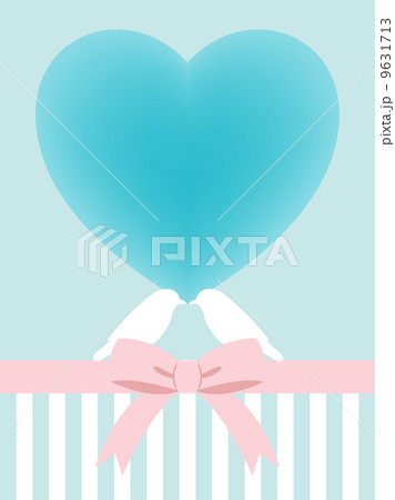 ハートと小鳥の背景イラスト 9631713