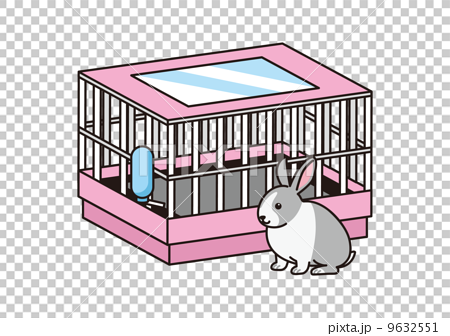 rabbit cage clipart black and white