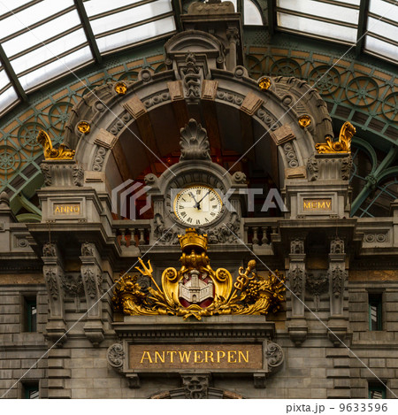 Clock on Antwerp Central Railway Station Clock on Antwerp Central Railway Station 9633596