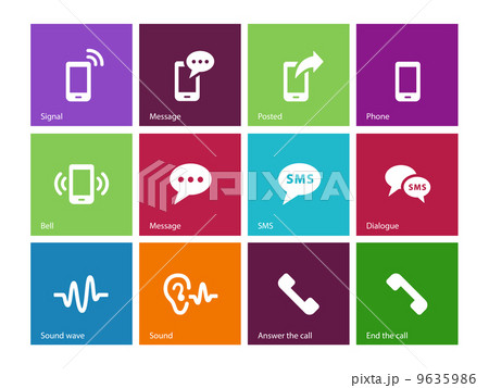 Phone icons on color background.のイラスト素材 [9635986] - PIXTA