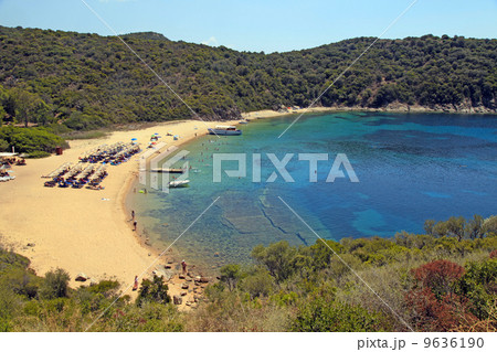 sand beach and turquoise sea, Ammouliani Island,  Greece 9636190