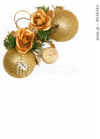 Christmas card with golden balls and candle Christmas card with golden balls and candle 9636563