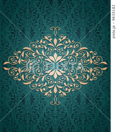 Vector vintage greeting card with seamless vintage floral patt Vector vintage greeting card with seamless vintage floral patt 9639182
