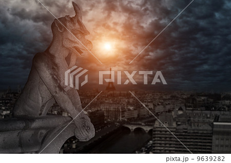 Chimera (gargoyle) of the Cathedral of Notre Dame de Paris 9639282