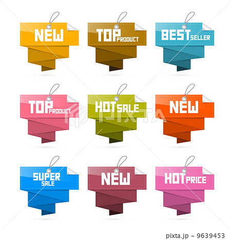 Vector Set of Colorful Retro Paper Discount Labels, Tags Vector Set of Colorful Retro Paper Discount Labels, Tags 9639453