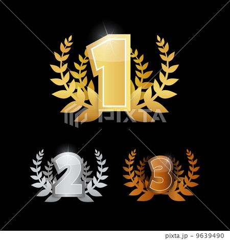 Gold, Silver, Bronze - First, Second and Third Place Vector Icons Set 9639490