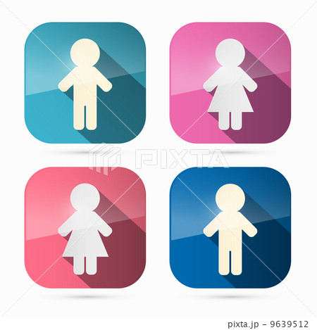 Man and Woman Icons, Symbols in Rounded Squares