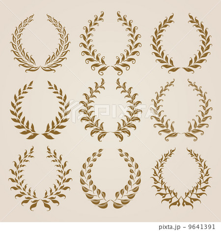 Set of Vector gold laurel wreaths. Set of Vector gold laurel wreaths. 9641391