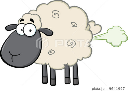 Cute Black Head Sheep Cartoon Mascot Character With Cloud Cute Black Head Sheep Cartoon Mascot Character With Cloud 9641997